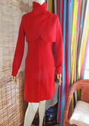魅惑工厂打版样衣长款，披肩修身立领，红色羊毛呢女士外套大衣