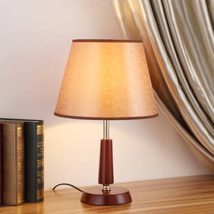 中式实木台灯卧室床头 现代简约创意时尚装饰复古可调光暖光台灯