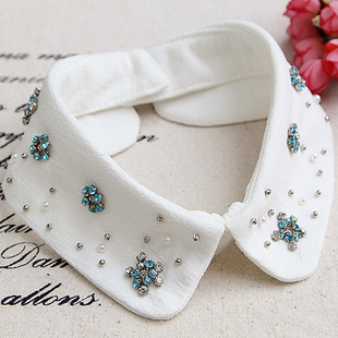 韩版优雅甜美时尚假领子衬衫，女百搭假衣领，复古蕾丝珍珠闪钻花朵领