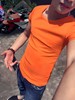 社会青年小伙体t恤男士短袖 韩版简单修身 纯棉紧身橙色男装上衣