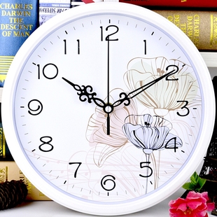 静音挂钟客厅办公现代创意，钟表圆形时钟简约卡通，挂表时尚石英钟表