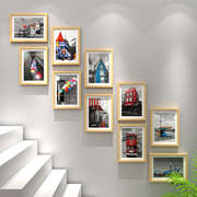 创意实木多款式楼梯照片，墙组合客厅，书房办公室餐厅背饰挂墙相框墙