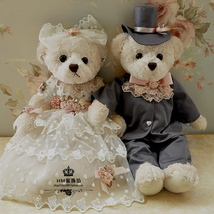 韩国婚礼高档婚纱婚庆泰迪熊西式情侣，熊大号(熊，大号)车头压床娃娃结婚公仔