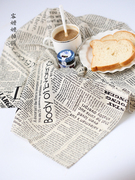 复古字母英文报纸餐巾棉麻布 西餐餐垫 拍摄道具拍照背景布 茶巾