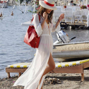 欧美长款女士衬衫沙滩防晒衣海边渡假长裙比基尼罩衫