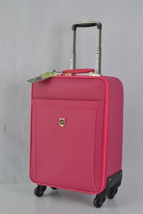 皮质拉杆箱女万向轮旅行箱20寸女士商务登机箱子20寸玫红色行李箱