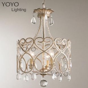 yoyo心形水晶吊灯欧美式乡村小客厅卧室餐厅，床头玄关吸吊灯具