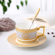 欧式高档出口骨瓷咖啡杯陶瓷杯，英式咖啡杯碟套装，下午茶红茶杯送勺