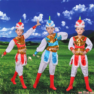 儿童蒙古演出服少儿草原，骑马舞表演服少数民族筷子舞演出服套装