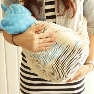 初生儿婴儿简易单肩背带夏季透气网面前抱横抱式宝宝纯棉背巾抱袋