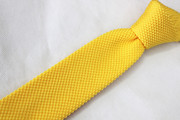 原单出口男士休闲韩版窄款针织平头编织亮黄色纯色结婚领带5CM