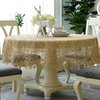 桌布布艺欧式玫瑰蕾丝桌布圆桌布，餐桌布大圆桌桌布圆台布桌垫餐桌