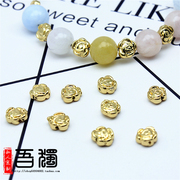 18K镀金玫瑰花型饰品隔珠DIY首饰改造材料K金配件金珠珠