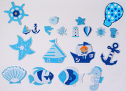 地中海风格蓝色无纺布帆船，墙壁卡通立体墙贴幼儿园布置墙面装饰品