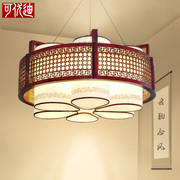 中式客厅实木吊灯仿古餐厅灯具创意复古灯饰中国风新中式羊皮吊灯