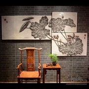 中式仿复古咖啡厅装饰画客厅电视背景墙壁饰卧室立体挂件月影荷塘