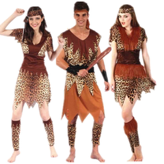 豹纹野人服装cos原始人成人万圣节非洲鼓 土著人印第安人演出服装