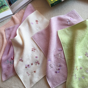 真丝毛巾6件绣花手帕刺绣日文，千代樱花方巾，桑蚕丝美容洗脸巾