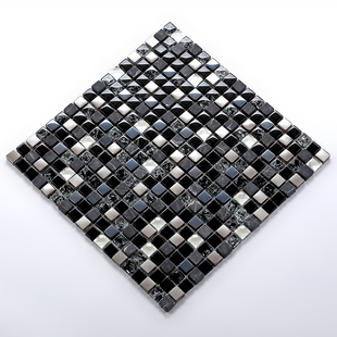 佳纷黑色水晶玻璃马赛克欧式白色幻彩水钻瓷砖简约卫生间背景墙贴