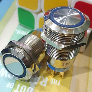 19mm金属防水按钮 常开常闭自锁开关带环形灯 可定制不锈钢外壳