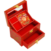 首饰珠宝箱复古平遥2013漆器首饰盒木质，梳妆盒结婚红色陪嫁