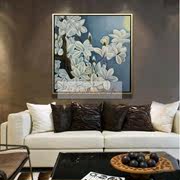 家居油画手绘客厅装饰画有框画现代简约创意，家装画花卉玉兰花