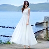 2023夏装白色雪纺长裙仙气质大摆连衣裙海边度假沙滩裙女长款