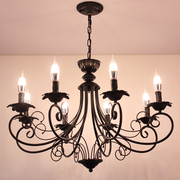 欧式客厅吊灯现代家用灯具个性创意服装店民宿铁艺复古蜡烛吊灯
