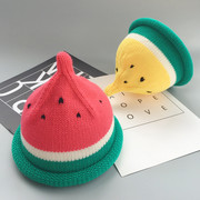 宝宝帽子秋冬婴儿毛线，帽6-12个月1-2岁男女童，奶嘴帽西瓜针织帽潮