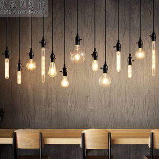 北欧复古工业风LED吊灯创意个性loft咖啡厅艺术大灯泡餐厅过道灯