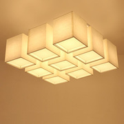 简约新中式方形九宫格羊皮纸吸顶灯，客厅书房卧室，灯别墅样板房灯具