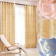 高档简约欧式客厅金色，提花窗帘布料定制客厅，卧室阳台成品
