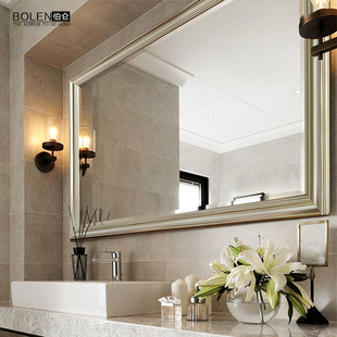 bolen美式奢华浴室镜子，欧式简约浴室柜镜子，壁挂防水洗手间镜子