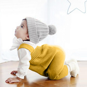 婴儿背带裤0-2男新生儿针织连体衣，春秋1岁女宝宝纯棉，大pp毛线裤子