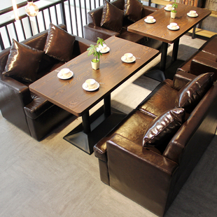 咖啡厅桌椅组合主题西餐厅酒吧，桌椅甜品饮品，奶茶店小吃店卡座沙发
