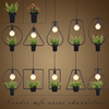 植物吊灯具复古工业风创意，个性服装店咖啡厅，餐厅灯北欧铁艺花盆灯