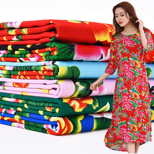 东北大花布 床单布料 中国民族风棉服装面料被面桌布纯斜纹棉布