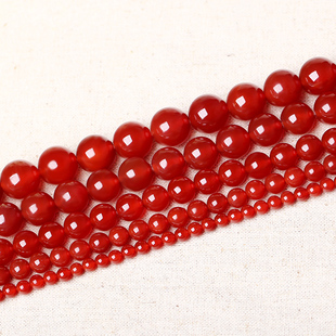 天然水晶红玛瑙散珠串，珠子手链配件饰品，圆珠diy手工配件材料