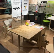 IKEA/国内宜家 诺顿  折叠式餐桌  实木折叠桌 伸缩桌子