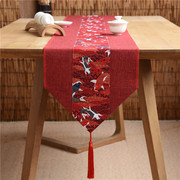 喜庆红色桌旗新年中式结婚礼婚庆桌，布艺茶席中国风棉麻复古典长条
