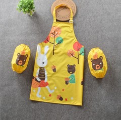 儿童防水围裙画画衣带袖套宝宝男女童绘画罩衣带袖套护衣防水衣
