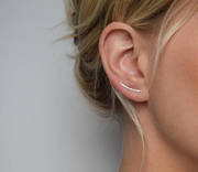曲面U型耳夹女美国14K包金925纯银气质欧美耳钉个性夸张耳环