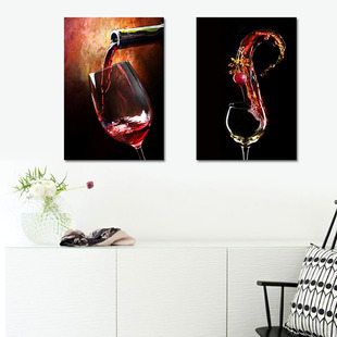 餐厅装饰画葡萄红酒杯现代简约创意个性饭厅挂画三联玄关竖墙壁画