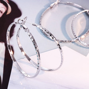 曼休妮s925银针大耳圈女韩国个性气质耳钉，时尚耳扣圆形圆圈圈耳环