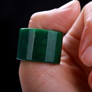 天然缅甸干青铁龙生祖母绿，翡翠天然玉石，扳指戒指指环复古男款
