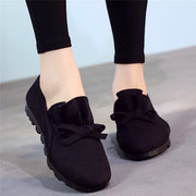 新秋季(新秋季)老北京布鞋女鞋，单鞋平底黑色工作鞋，一脚蹬妈妈大码42豆豆鞋