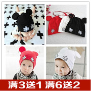 宝宝纯棉套头帽Q1韩版儿童卡通小手帽子婴儿睡帽男女童新生儿胎帽