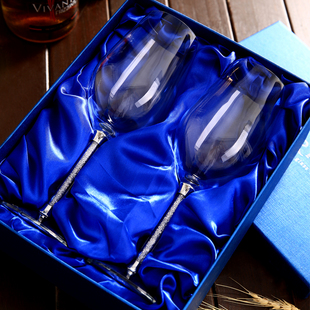 个性创意刻字diy结婚礼物，水晶红酒杯，高脚杯定制2个欧式礼盒一对装