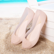 2022塑胶凉鞋女夏季平底透明水晶防水沙滩鱼嘴塑料，水果果冻鞋