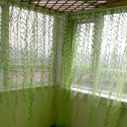田园风格窗纱成品绿色客厅，卧室阳台落地窗柳叶纱帘